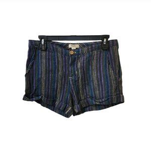 Roxy Striped Boho Festival Artist Cuffed Shorts Size 26 Mid Rise